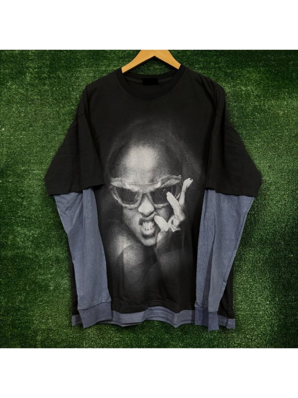 Rihanna 2005 20th Anniversary R20 Layered Oversized LS Shirt Size Large